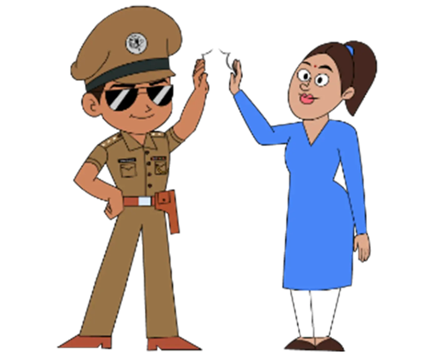 Policeman and Woman Greeting